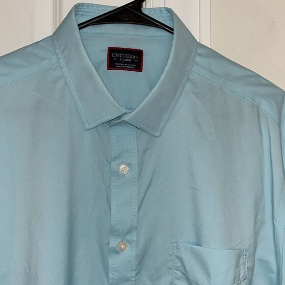 UNTUCKit SS Coral Blue Nylon & Elastane Reg Fit Travel Quick Dry Shirt XL Ricci - Picture 3 of 8